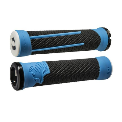 Mânere de bicicletă ODI AG2 v2.1 Lock-On Grips Negru/Albastru cu Cleme Albastre Mânere de bicicletă ODI AG2 v2.1 Lock-On Grips Negru/Albastru cu Cleme Albastre
