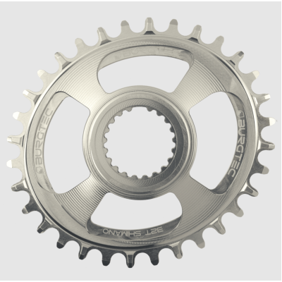 Pinion față pentru bicicletă  BURGTEC Oval Shimano Direct Mount Thick Thin Chainring - 32T - Rhodium Silver