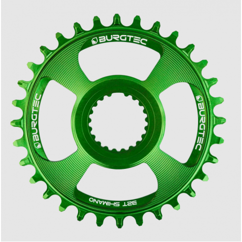 Pinion față pentru bicicletă BURGTEC Shimano Direct Mount Thick Thin Chainring - 32T - Candy Spruce Green Pinion față pentru bicicletă BURGTEC Shimano Direct Mount Thick Thin Chainring - 32T - Candy Spruce Green