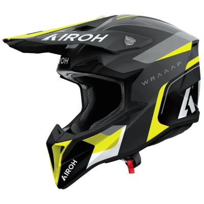 Casca motocross  AIROH WRAAAP Conquer Yellow Matt