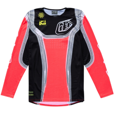 Tricou motocross pentru copii TROY LEE DESIGNS SE PRO Stripes Jersey - Infra Red/Black