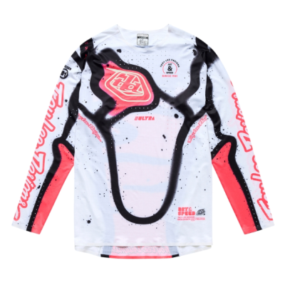 Tricou motocross TROY LEE DESIGNS SSE Ultra Membrane Jersey - Alb/Infra Roșu
