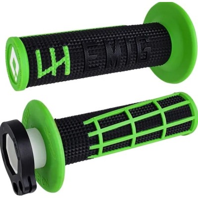 Mânere motocross ODI EMIG 2.0 Lock-On NEGRU/VERDE