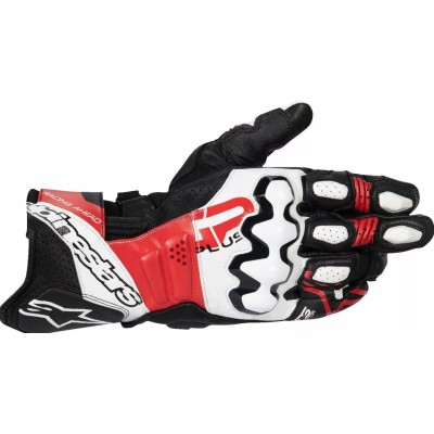 Manusi moto de piele ALPINESTARS GP+ R V3 LTHR BK/WT/BRT RD
