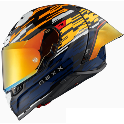 Casca NEXX X.R3R GLITCH RACER ORANGE BLUE