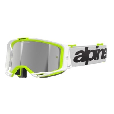 Ochelari motocross   ALPINESTARS VISION 8 WORDMARK WHITE YLLW FLUO Mirror SILVER