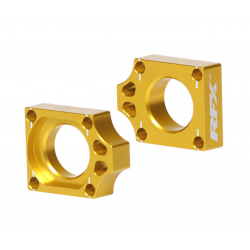 Bucșă bloc pentru axa spate  RFX Pro Rear Axle Adjuster Blocks (Yellow) - Suzuki RMZ250/450 04-25