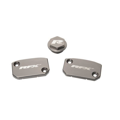 Kit capaci RFX Pro Reservoir Cap Kit (Gri mineral) - KTM SX/SXF (frână și ambreiaj Brembo) Kit capaci RFX Pro Reservoir Cap Kit (Gri mineral) - KTM SX/SXF (frână și ambreiaj Brembo)