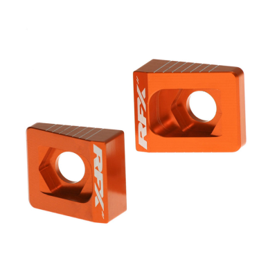 Bucșă bloc pentru axa spate RFX Pro Rear Axle Adjuster Blocks (Orange) - KTM 65 02-15 Bucșă bloc pentru axa spate RFX Pro Rear Axle Adjuster Blocks (Orange) - KTM 65 02-15