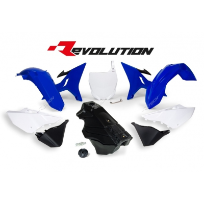 Kit plastice RACETECH Revolution Plastic Kit + Gas Tank (Blue/White/Black) Yamaha YZ125/250 02-19