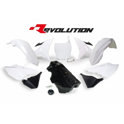 Kit plastice RACETECH Revolution Plastic Kit + Gas Tank (Black/White) Yamaha YZ125/250 02-19
