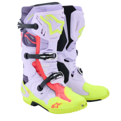Cizme motocross ALPINESTARS TECH 10 S-VENTED PURPLE/YELLOW/DIVA PINK