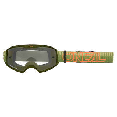 Ochelari motocross O'NEAL B-10 STRIPED GREEN/ORANGE - CLEAR 
