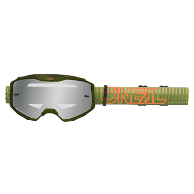 Ochelari motocross  O'NEAL B-10 STRIPED GREEN/ORANGE - SILVER MIRROR