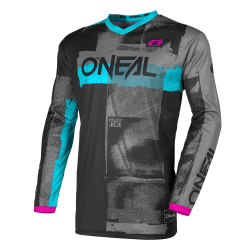 Bluză motocross pentru damă O`NEAL ELEMENT ROLLER BLACK/CYAN