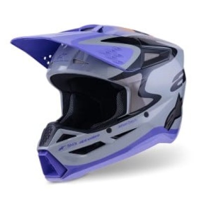 Cască motocross pentru copii ALPINESTARS SM3 JETTSON GRAY/PUR/BLK