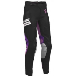 Pantaloni de motocross pentru femei  THOR WMN LAUNCHMODE BLEACH BLK/ORCH