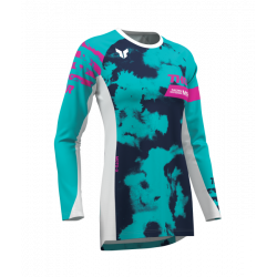 Bluză motocross pentru femei THOR LAUNCHMODE BLEACH WHITE/AQUA