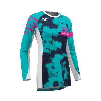 Bluză motocross pentru femei THOR LAUNCHMODE BLEACH WHITE/AQUA Bluză motocross pentru femei THOR LAUNCHMODE BLEACH WHITE/AQUA