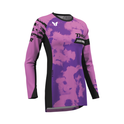 Bluză motocross pentru femei THOR LAUNCHMODE BLEACH BLACK/ORCHID Bluză motocross pentru femei THOR LAUNCHMODE BLEACH BLACK/ORCHID
