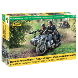 Motocicletă jucărie de asamblat Zundapp K800 cu coș și echipaj – 2 figuri