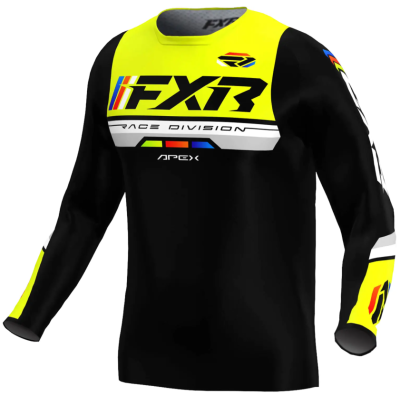 Cămașă de motocross pentru copii FXR APEX MX26 BLACK/FLUO