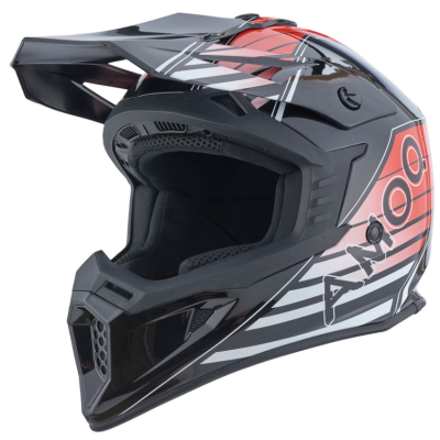 Cască motocross AMOQ Meteor V2 Helmet Axis Black/Red glossy