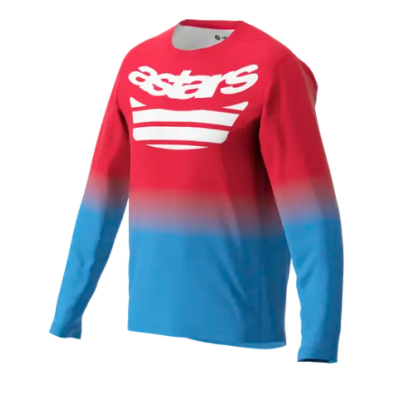 Tricou de ciclism ALPINESTARS LS A-DURA ASTARS 2.0 ROȘU/ALBASTRU VIVID