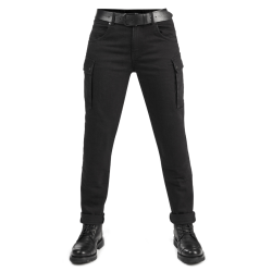 Jeans moto pentru femei PANDO MOTO MILA CARGO BLACK Chino Style Cordura®