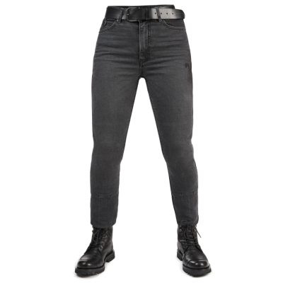 Jeans moto damă PANDO MOTO Kaya Slim Grey - Slim-Fit Armalith® - LONG