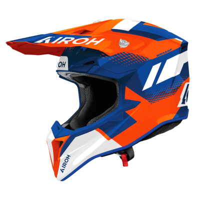 Cască motocross AIROH WRAAAP VISION ORANGE/BLUE GLOSS