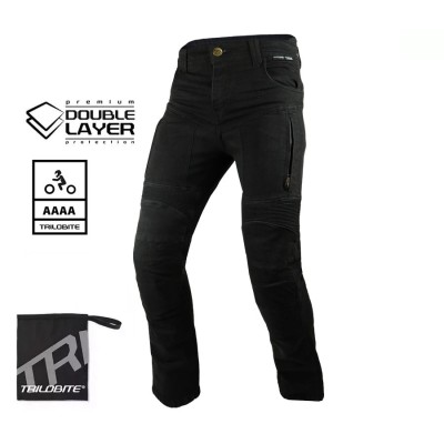 Jeans moto TRILOBITE PARADO DOUBLELAYER AAA(A) SLIM FIT BĂRBAȚI NEGRU NIVEL 2