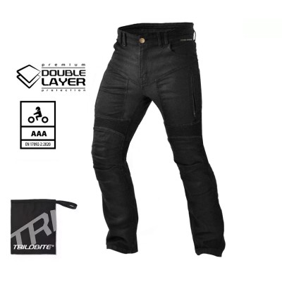 Jeans moto TRILOBITE PARADO DOUBLELAYER AAA REGUAL FIT BĂRBAȚI NEGRU NIVEL 2