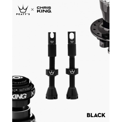 Ventil de bicicletă Peaty's x Chris King (MK2) Ventile Tubeless - 42mm / Negru Ventil de bicicletă Peaty's x Chris King (MK2) Ventile Tubeless - 42mm / Negru