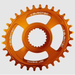 Placă Velo BURGTEC Oval Thick Thin Chainring pentru Shimano Direct Mount - 32T - Iron Bro Orange