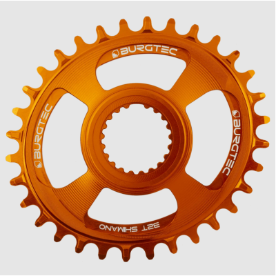 Placă Velo BURGTEC Oval Thick Thin Chainring pentru Shimano Direct Mount - 32T - Iron Bro Orange