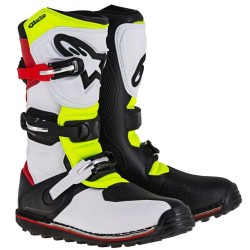 Botine ALPINESTARS TECH-T Alb/Roșu/Galben fluorescent/Negru