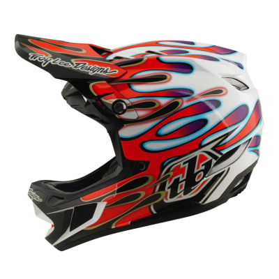 Cască de bicicletă Troy Lee Designs D4 Composite Helmet MIPS Overspray Alb / Roșu
