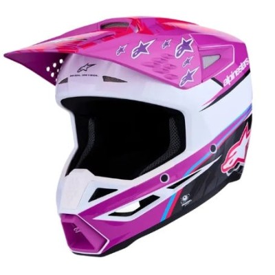 Cască motocross ALPINESTARS SM3 FALCON PUR/WHT/PNK