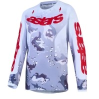 Jersey motocross pentru copii Alpinestars FLUID LONE CAM/WHT/RD