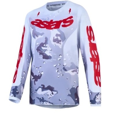 Jersey motocross pentru copii Alpinestars FLUID LONE CAM/WHT/RD