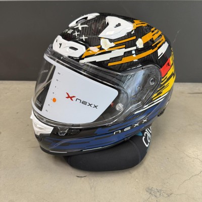 Cască NEXX X.R3R GLITCH RACER ORANGE BLUE - DEFECT