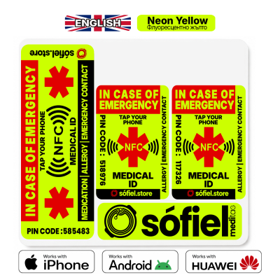 Sticker informativ Sofiel Meditag ENGLISH galben fluorescent