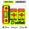 Sticker informativ Sofiel Meditag ANTI METAL galben fluorescent