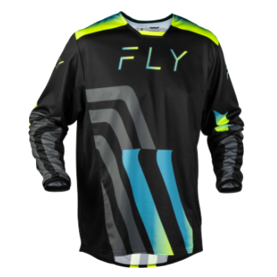 Bluză motocross FLY RACING Kinetic Volt Jersey - Negru/Gri/Teal/Galben
