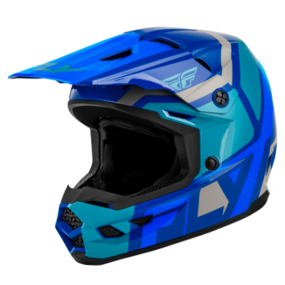 Cască motocross pentru copii FLY RACING Kinetic Scrap Blue/Light Blue/Grey