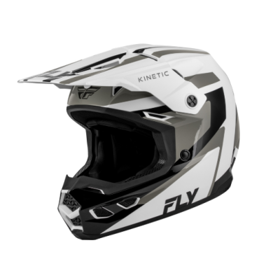 Cască motocross FLY RACING Kinetic Sync - Alb/Negru/Gri