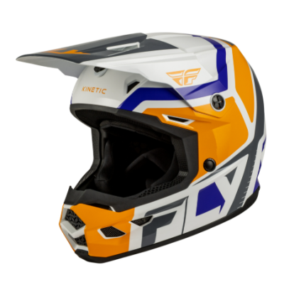 Cască motocross pentru copii FLY RACING Kinetic Scrap White/Orange/Blue/Grey