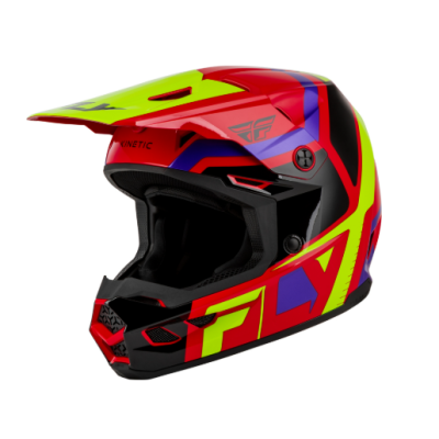 Cască de motocross pentru copii FLY RACING Kinetic Scrap Red/Hi-Vis/Purple/Black