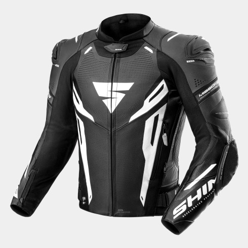 Geacă moto din piele SHIMA MISSION ST NEGRU/ALB